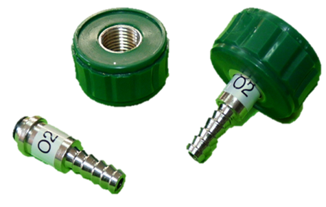 Conexión Roscable H Tipo DISS para Oxígeno O2, a espiga 1/4